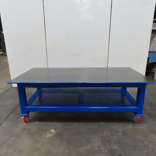 NEW 96"x 48"x 34"H - 3/4" Top Steel Top Rolling Work Bench Welding Table W/Shelf