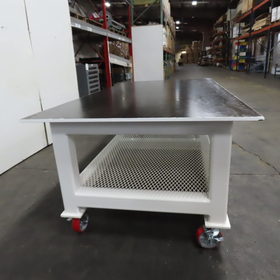 NEW 96"x 48"x 34"H - 3/4" Top Steel Top Rolling Work Bench Welding Table W/Shelf