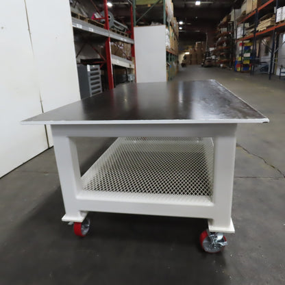 NEW 96"x 48"x 34"H - 3/4" Top Steel Top Rolling Work Bench Welding Table W/Shelf