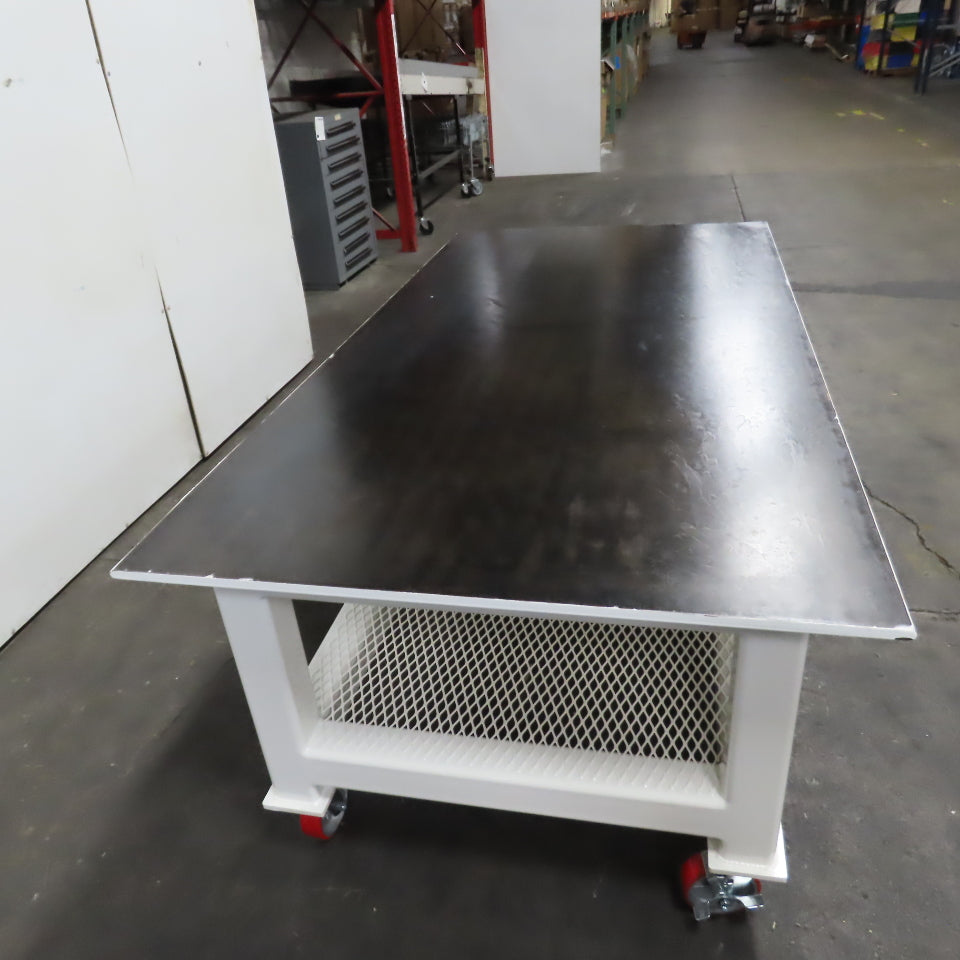 NEW 96"x 48"x 34"H - 3/4" Top Steel Top Rolling Work Bench Welding Table W/Shelf