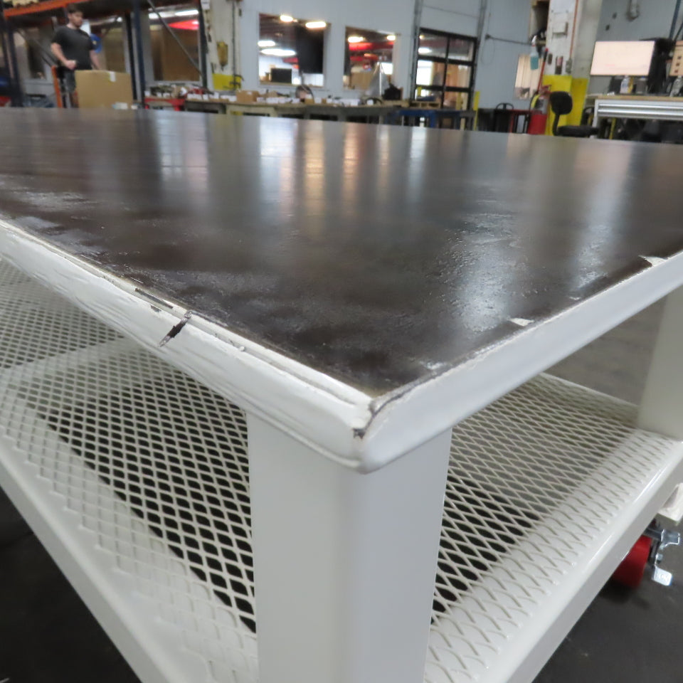 NEW 96"x 48"x 34"H - 3/4" Top Steel Top Rolling Work Bench Welding Table W/Shelf