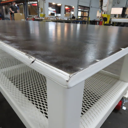 NEW 96"x 48"x 34"H - 3/4" Top Steel Top Rolling Work Bench Welding Table W/Shelf