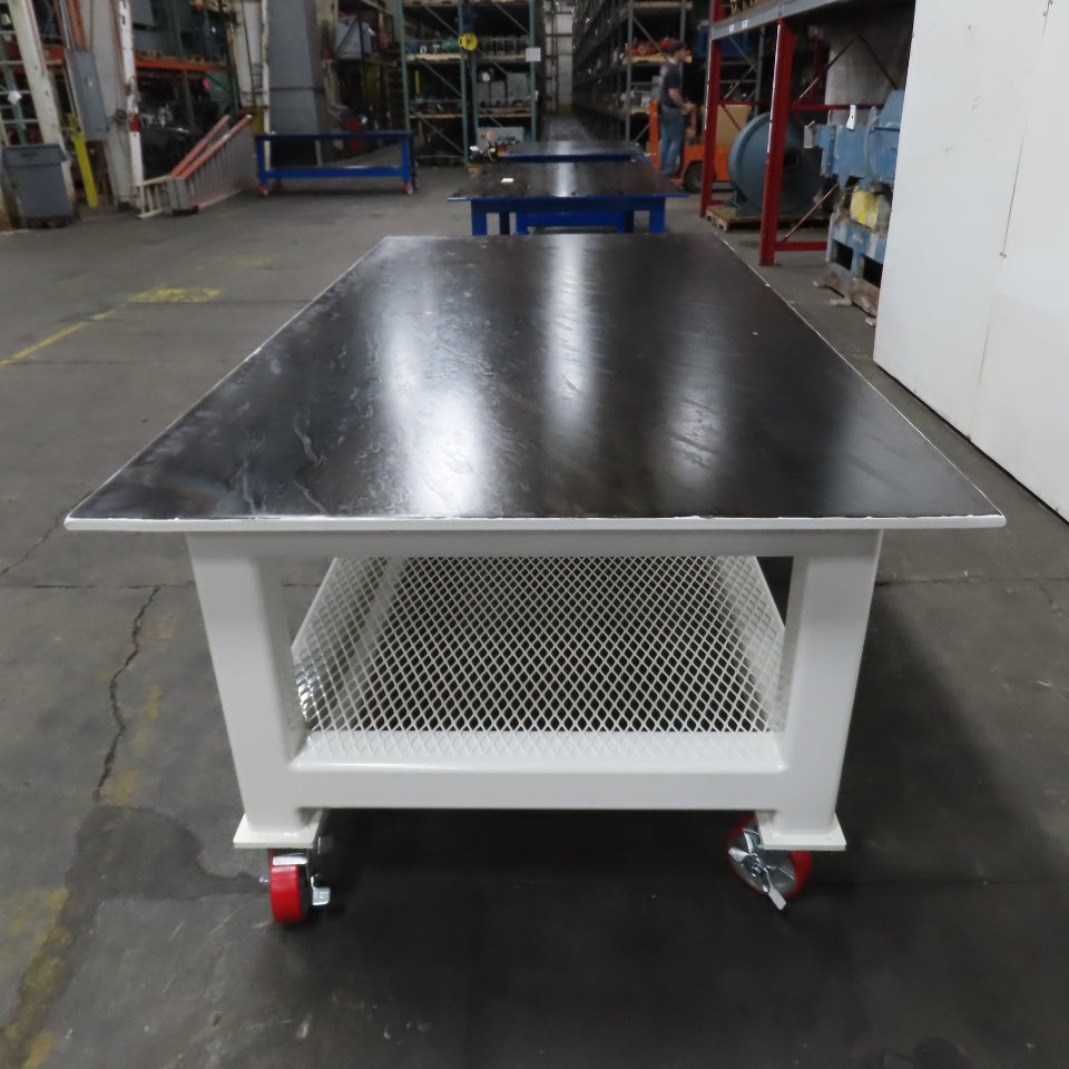 NEW 96"x 48"x 34"H - 3/4" Top Steel Top Rolling Work Bench Welding Table W/Shelf