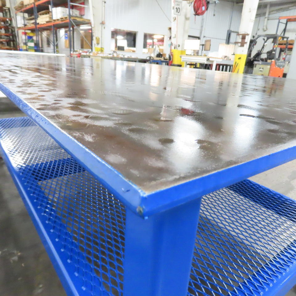 NEW 96"x 48"x 34"H - 1/2" Top Steel Top Rolling Work Bench Welding Table W/Shelf