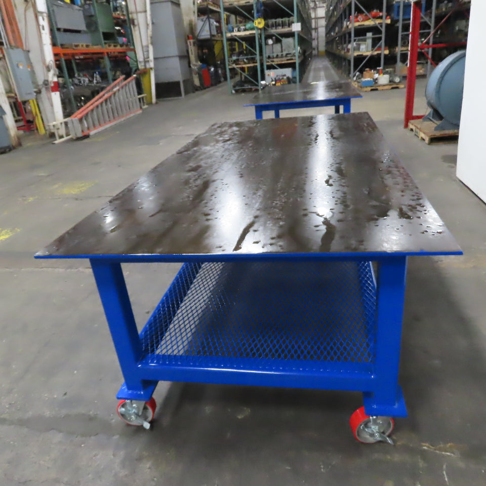 NEW 96"x 48"x 34"H - 1/2" Top Steel Top Rolling Work Bench Welding Table W/Shelf