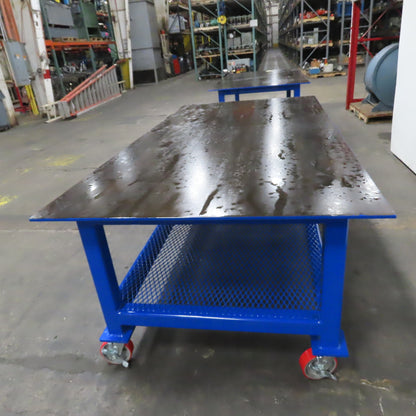 NEW 96"x 48"x 34"H - 1/2" Top Steel Top Rolling Work Bench Welding Table W/Shelf