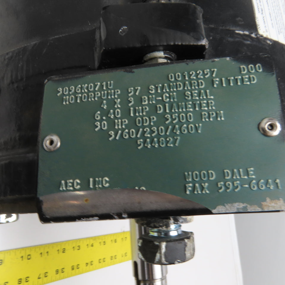 U.S. Motors N865 30HP 3525RPM 3Ph 284JM Frame ODP Pump Motor 230/460V