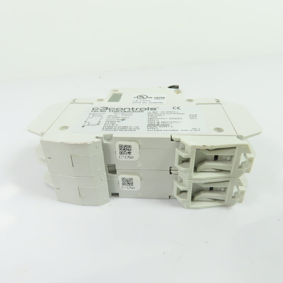 c3controls 1100-CB2C2U50 50A 2-Pole Miniature Circuit Breaker 480Y/277VAC 125VDC
