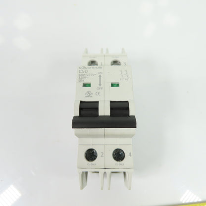 c3controls 1100-CB2C2U50 50A 2-Pole Miniature Circuit Breaker 480Y/277VAC 125VDC