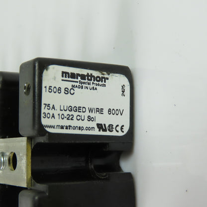 Marathon 1506 SC 6-Pole Terminal Block 75A 600V with Shorting Bar