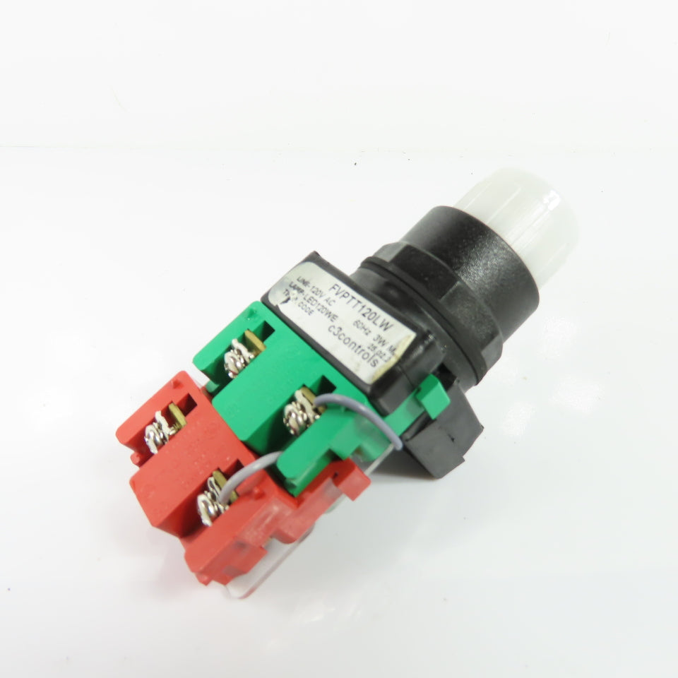 c3controls FVPTT120LW 120VAC Illuminated Push Button Switch White LED