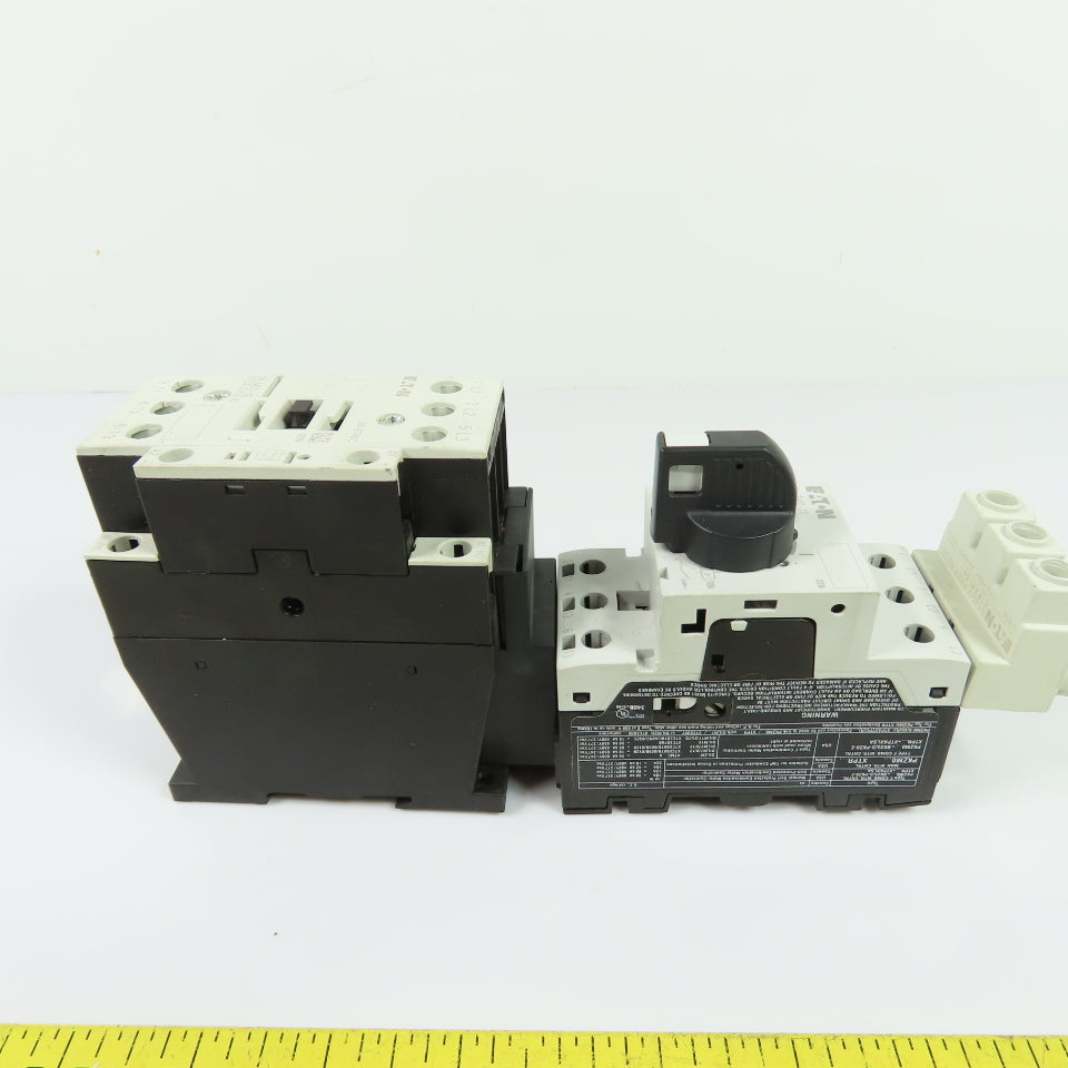 Eaton XTCE025C10 Contactor 45A 600VAC 24-27VDC Coil W/ PKZM0-20 Circuit Breaker