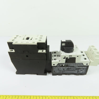 Eaton XTCE025C10 Contactor 45A 600VAC 24-27VDC Coil W/ PKZM0-20 Circuit Breaker