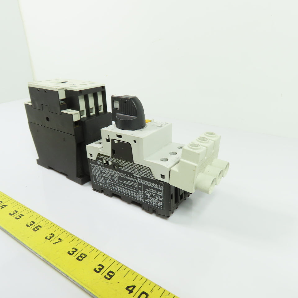Eaton XTCE025C10 Contactor 45A 600VAC 24-27VDC Coil W/ PKZM0-20 Circuit Breaker