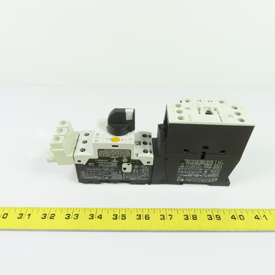 Eaton XTCE025C10 Contactor 45A 600VAC 24-27VDC Coil W/ PKZM0-20 Circuit Breaker