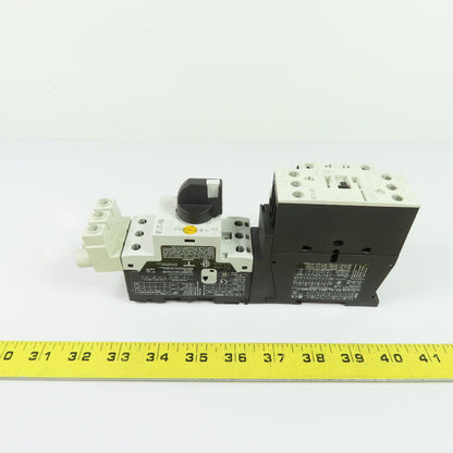 Eaton XTCE025C10 Contactor 45A 600VAC 24-27VDC Coil W/ PKZM0-20 Circuit Breaker