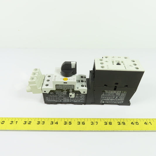 Eaton XTCE025C10 Contactor 45A 600VAC 24-27VDC Coil W/ PKZM0-20 Circuit Breaker