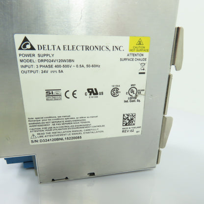 Delta Electronics DRP024V120W3BN CliQ II Power Supply 24V 5A Out 3Ph 400-500V In