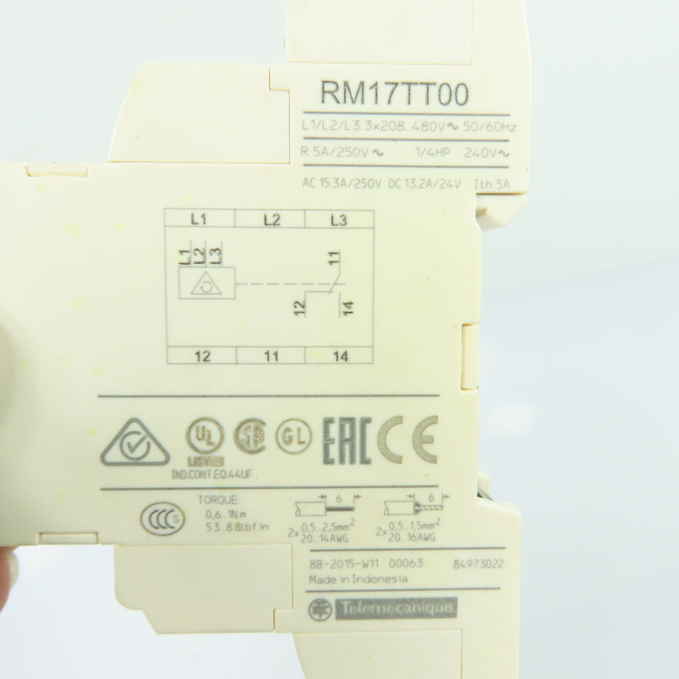 Schneider Electric RM17TT00 Phase Control Relay 208-480VAC 3Ph 5A