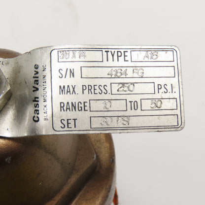 Cash Valve A16 Pressure Regulating Valve 3/8" x 1/4" 10-50 PSI