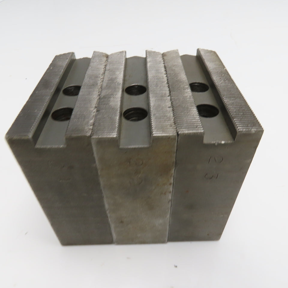 AJAX SUR 8KH PE 3-Piece Serrated Steel Chuck Jaws Set 4" x 4" x 1-1/2"