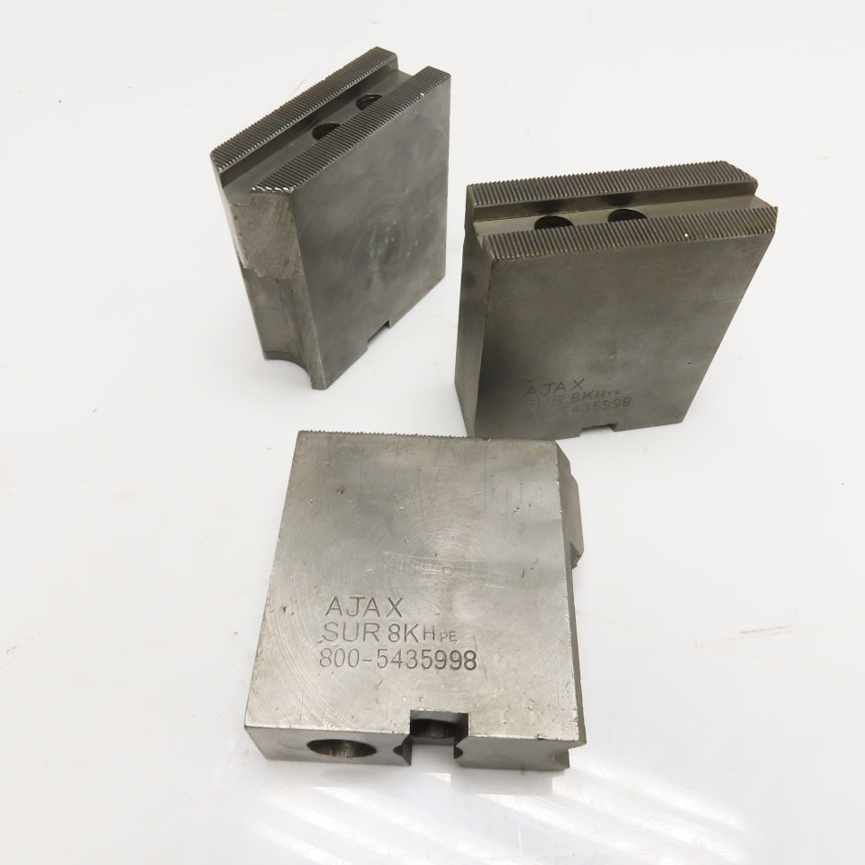 AJAX SUR 8KH PE 3-Piece Serrated Steel Chuck Jaws Set 4" x 4" x 1-1/2"