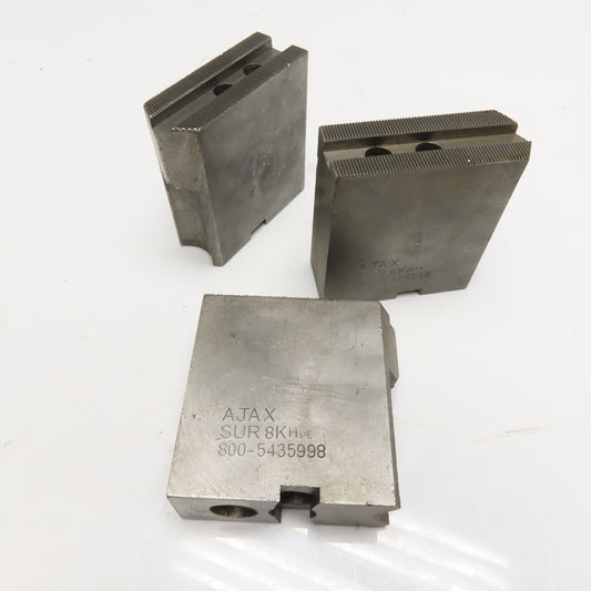 AJAX SUR 8KH PE 3-Piece Serrated Steel Chuck Jaws Set 4" x 4" x 1-1/2"
