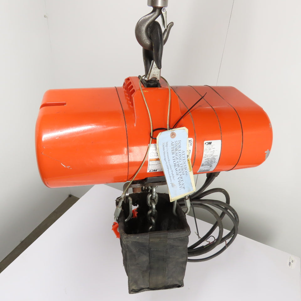 CM Lodestar Model RRS 2Ton 4000LB Electric Chain Hoist 10'Lift 16FPM 3Ph 230/460V