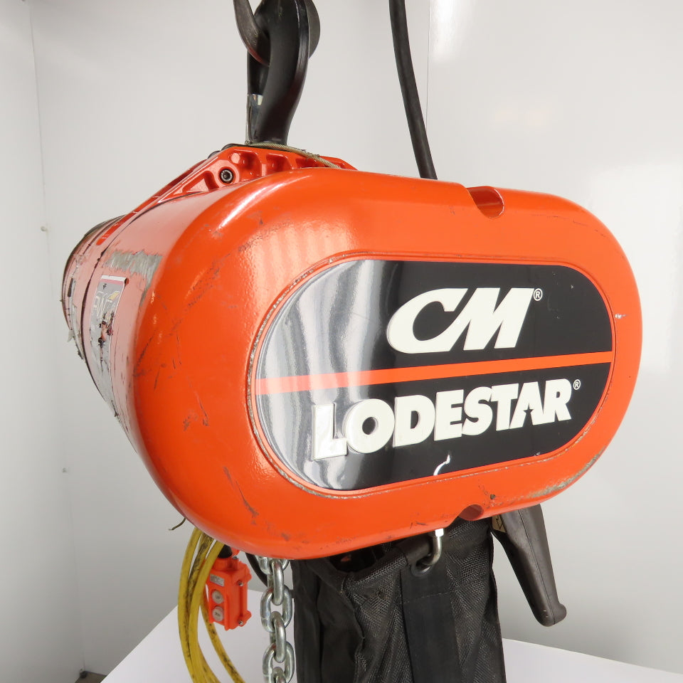 CM Lodestar Model RRS 2Ton 4000LB Electric Chain Hoist 15'Lift 16FPM 3Ph 230/460V
