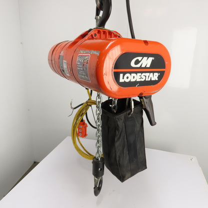CM Lodestar Model RRS 2Ton 4000LB Electric Chain Hoist 15'Lift 16FPM 3Ph 230/460V