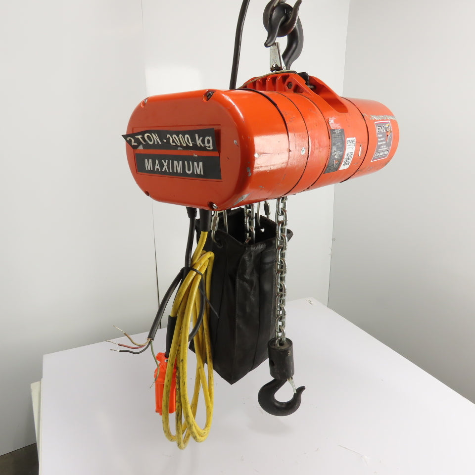 CM Lodestar Model RRS 2Ton 4000LB Electric Chain Hoist 15'Lift 16FPM 3Ph 230/460V