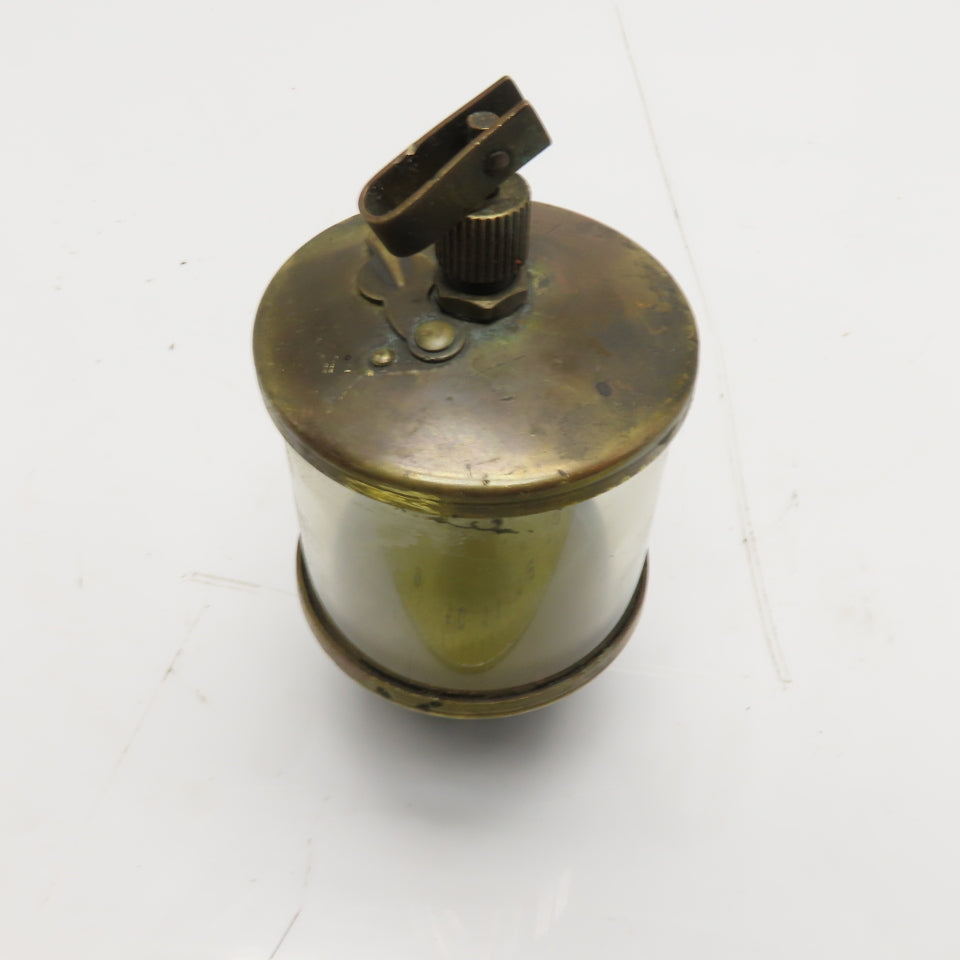 Antique Brass Drip Feed Oiler with Glass Reservoir and Snap Lever