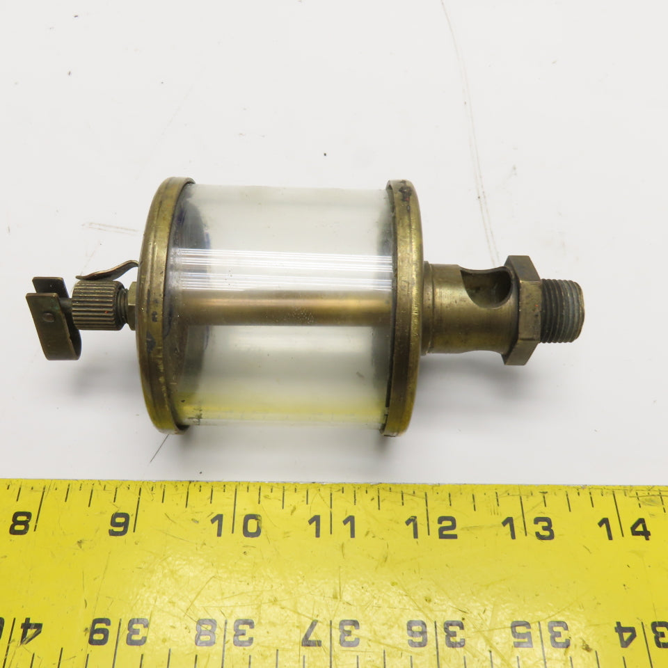 Antique Brass Drip Feed Oiler with Glass Reservoir and Snap Lever