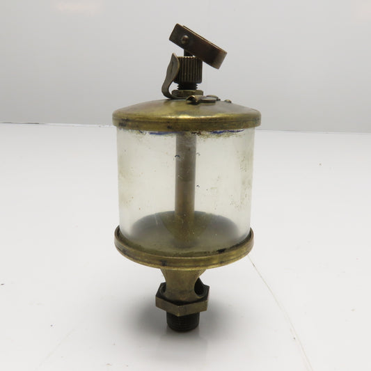 Antique Brass Drip Feed Oiler with Glass Reservoir and Snap Lever