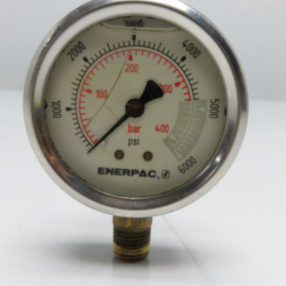 Enerpac 6000 PSI 400 Bar Glycerine Filled Hydraulic Pressure Gauge 1/4" NPT