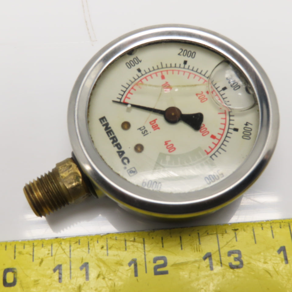 Enerpac 6000 PSI 400 Bar Glycerine Filled Hydraulic Pressure Gauge 1/4" NPT