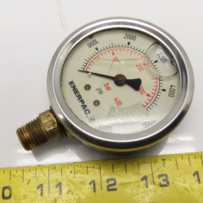 Enerpac 6000 PSI 400 Bar Glycerine Filled Hydraulic Pressure Gauge 1/4" NPT