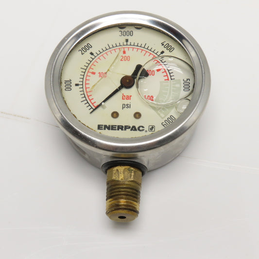 Enerpac 6000 PSI 400 Bar Glycerine Filled Hydraulic Pressure Gauge 1/4" NPT