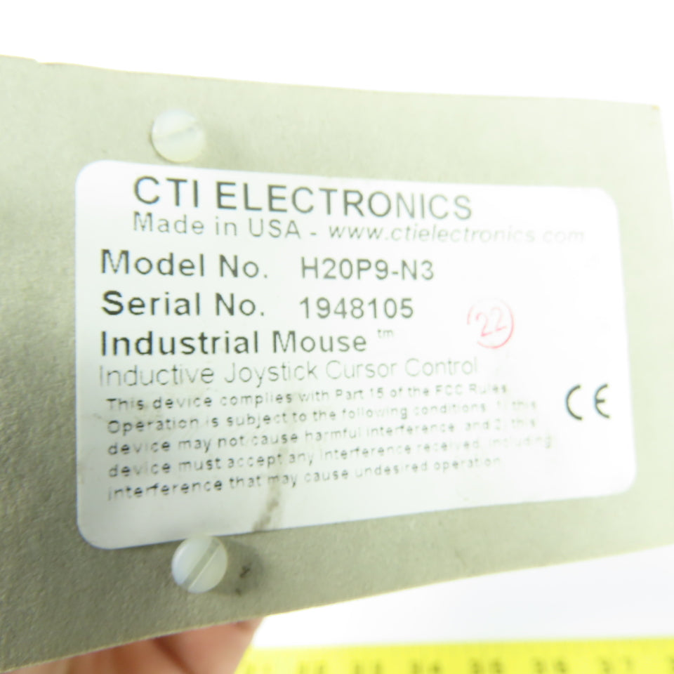 CTI Electronics H20P9-N3 Industrial Mouse Inductive Joystick Cursor Control