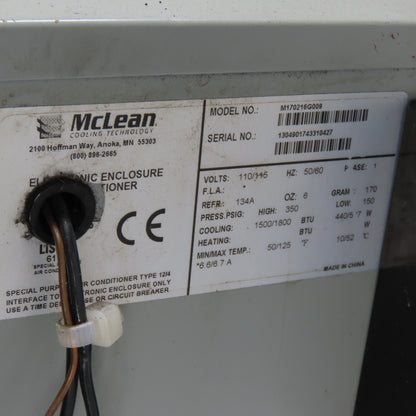 McLean M170216G009 Electronic Enclosure Air Conditioner 115V 1500/1800 BTU 1Ph