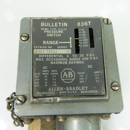 Allen-Bradley 836T-T253J Bulletin 836T Pressure Switch 0-150 PSI