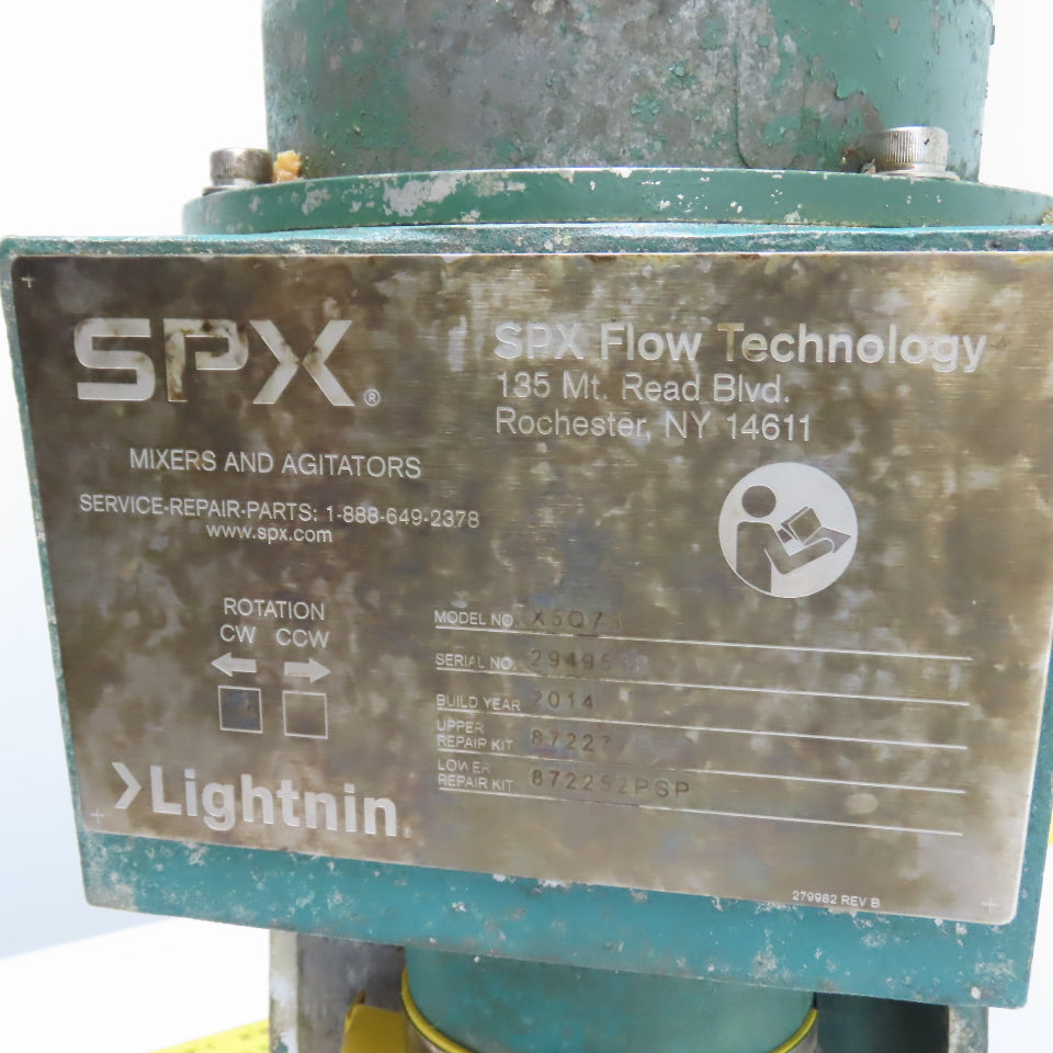 Lightnin X5Q75 0.75HP AC Electric Motor Mixer Agitator 230/460V 3Ph 1725RPM