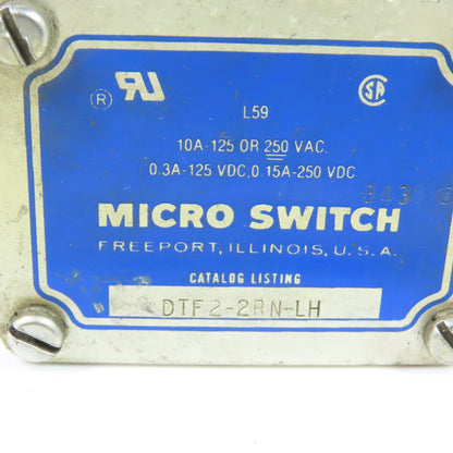 Micro Switch DTF2-2RN-LH 10A 125/250VAC 125/250VDC Enclosed Limit Switch