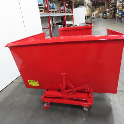 1-1/2 (1.5) Cubic Yard Self Dumping Trash Scrap Hopper W/ Casters 57 x 67" x 39"