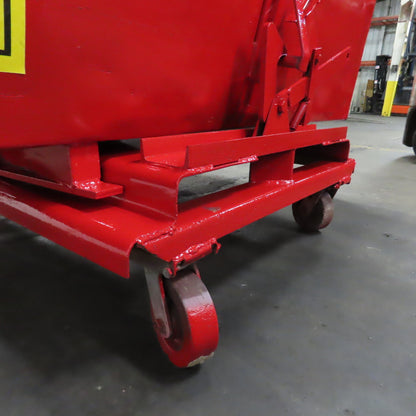 1-1/2 (1.5) Cubic Yard Self Dumping Trash Scrap Hopper W/ Casters 57 x 67" x 39"