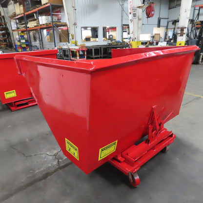 1-1/2 (1.5) Cubic Yard Self Dumping Trash Scrap Hopper W/ Casters 57 x 67" x 39"