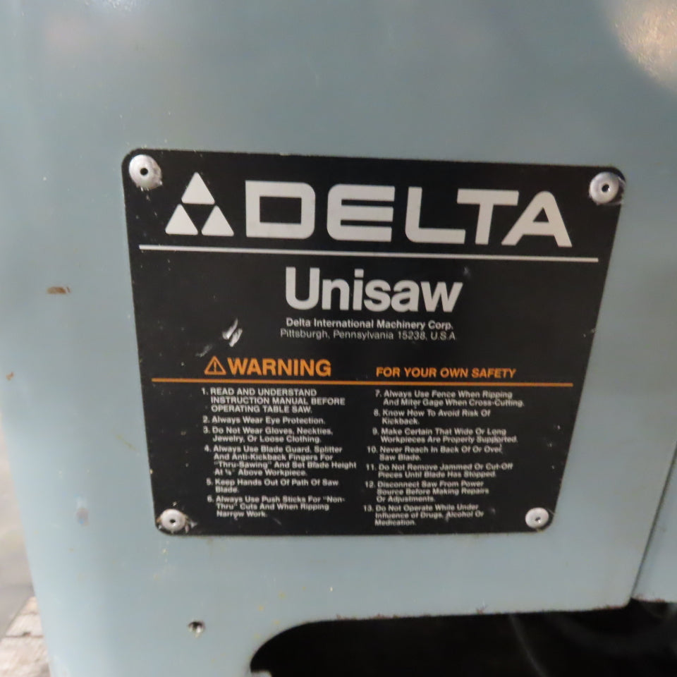 Delta 34-806 10" Unisaw 5HP 230/460V 3Ph 3450RPM Tilting Arbor Table Saw
