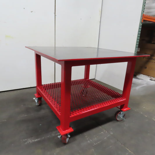 NEW 48"x 48"x 38"H - 1/2" Top Steel Top Rolling Work Bench Welding Table W/Shelf