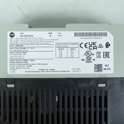 Allen-Bradley 25A-D4P0N104 PowerFlex 523 AC Drive 1.5kW/2.0HP Ser B FW 3.001