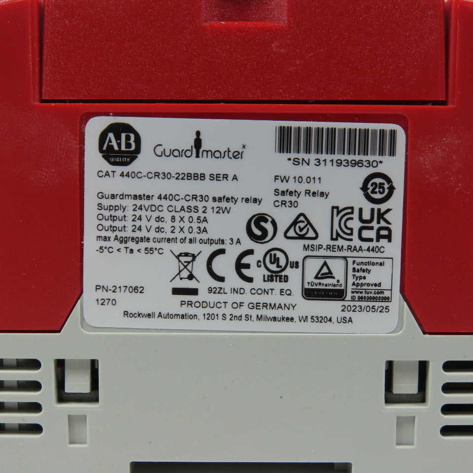 Allen-Bradley 440C-CR30-22BBB Guardmaster Safety Relay Ser A FW 10.011 24VDC 12W